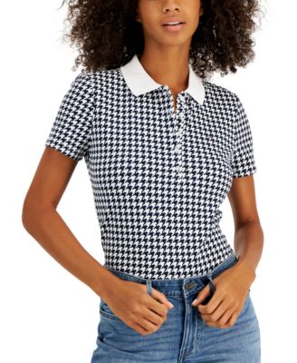 Tommy Hilfiger - Women's Short Sleeve Houndstooth Print Polo Top