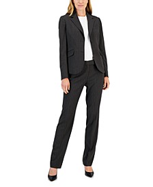 Women's Pinstripe Two-Button Jacket & Flare-Leg Pants & Pencil Skirt