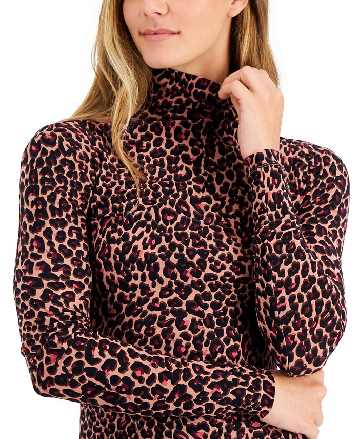 Anne Klein Women's AnimalPrint LongSleeve Turtleneck Top Macy's