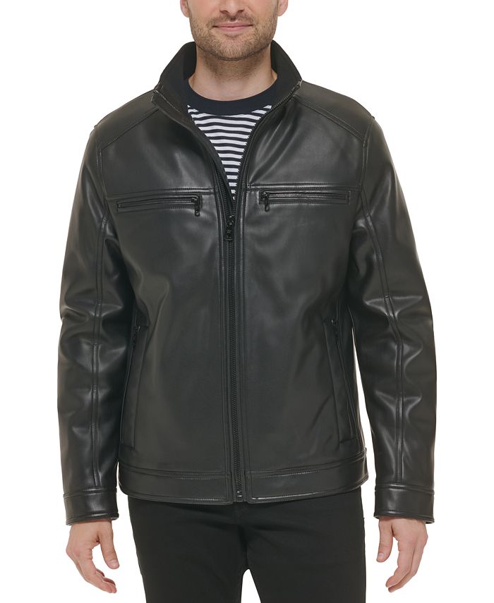 Calvin Klein Men's Faux Leather Moto Jacket, Created for Macy's ...