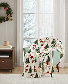 Cozy Plush Holiday Printed Throw, 50" x 70", Created for Macy's