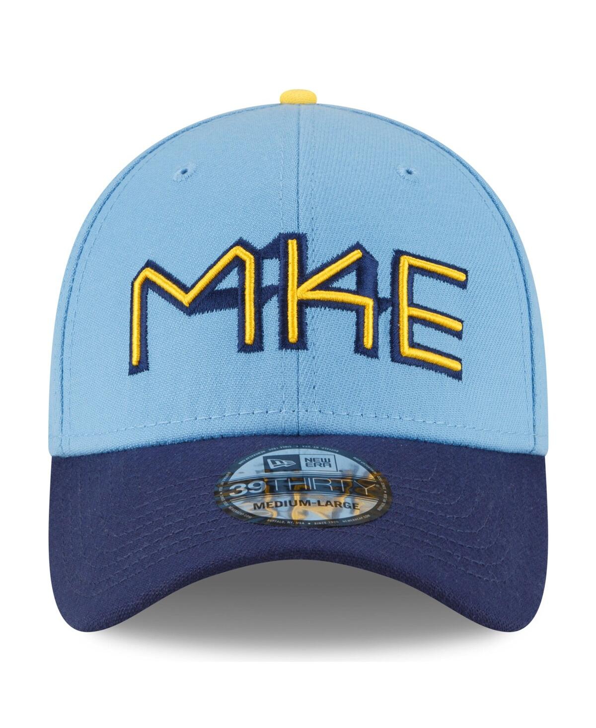 New Era Men's  Powder Blue Milwaukee Brewers City Connect 39thirty Flex Hat In Powder Blue