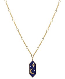 Crystal Moon and Star Talisman Link Bar Chain Necklace
