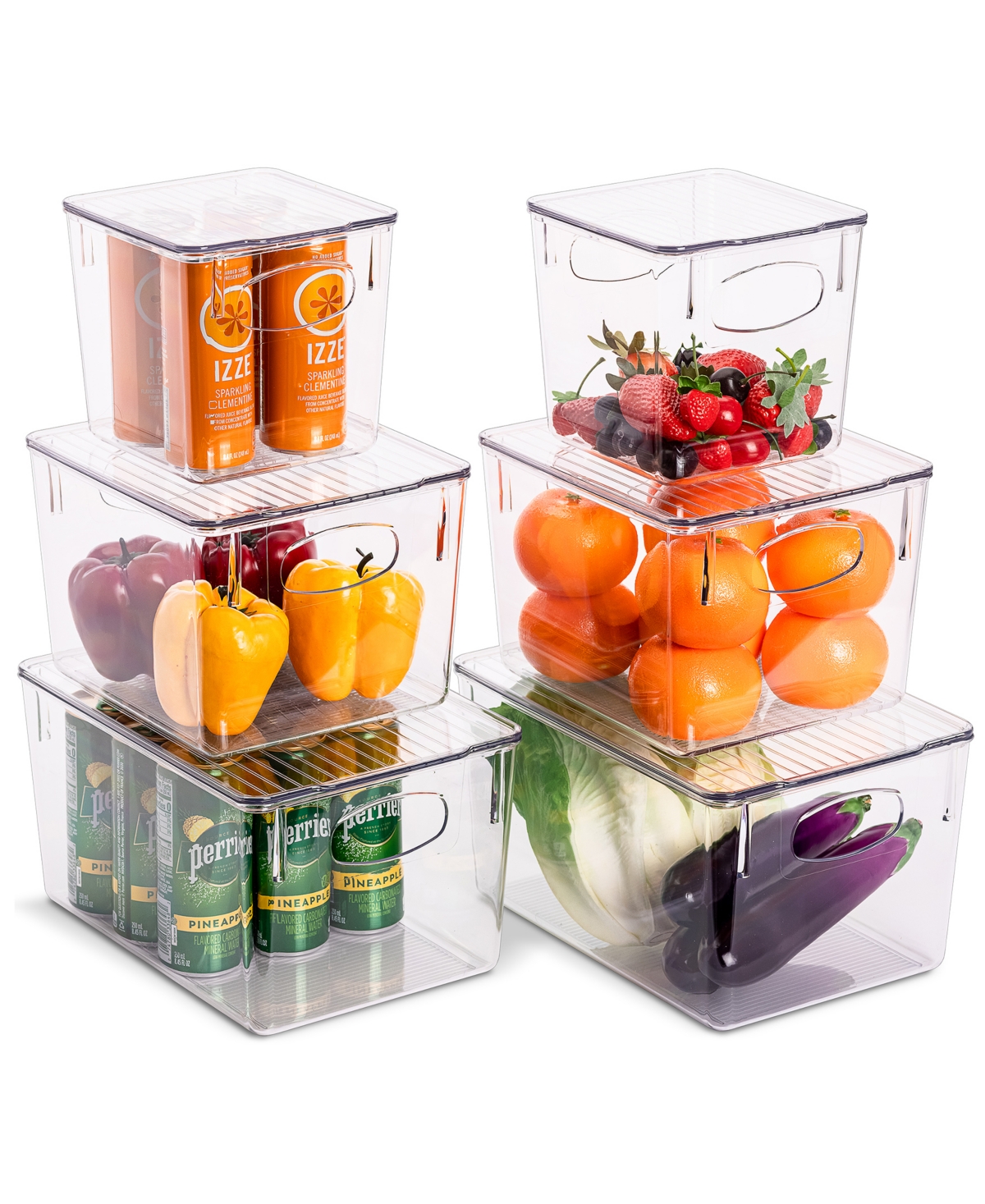 Sorbus 6-piece Plastic Kitchen Pantry Organizer Bins With Lids Set In Clear