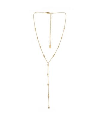 18K Gold Plated Dainty Crystal Lariat Necklace