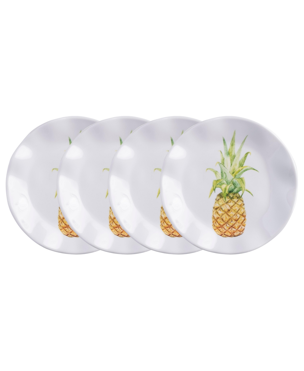 Melamine Aloha 5.5" Canape Plate Set/4 - White, Yellow