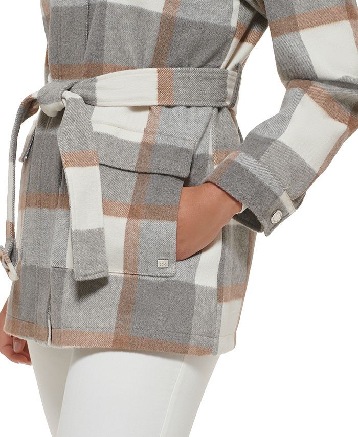 Calvin Klein Women's Belted Shirt Jacket, Created for Macy's & Reviews