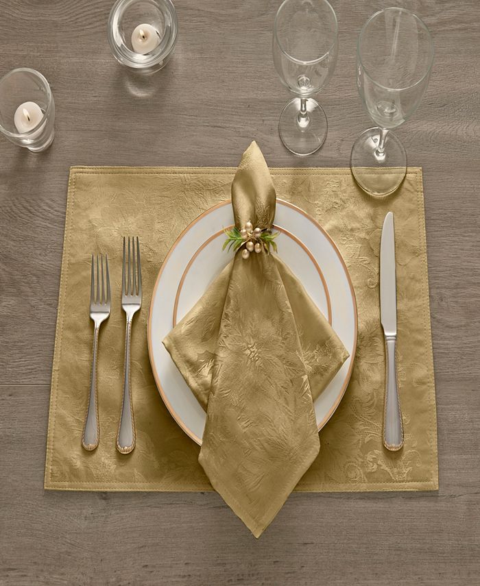 Elrene Elrene Poinsettia Jacquard Holiday Placemat, Set of 4 & Reviews