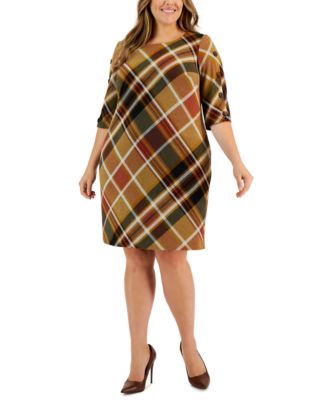 Connected - Plus Size Round-Neck 3/4-Sleeve Sheath Dress