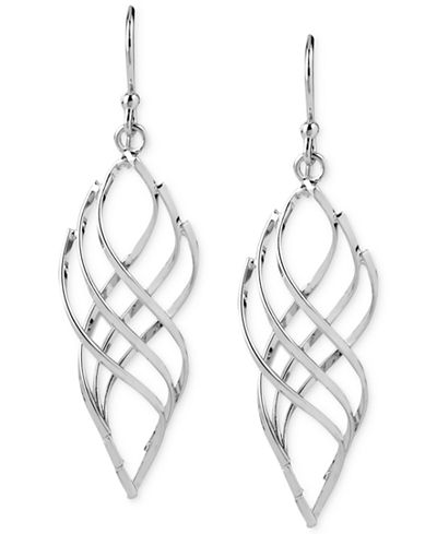 Touch of Silver Swirled Drop Earrings in Silver-Plated Metal