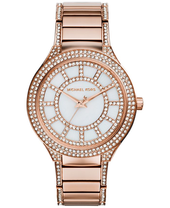 Michael Kors Women's Kerry Crystal Accent Rose Gold-Tone Stainless ...