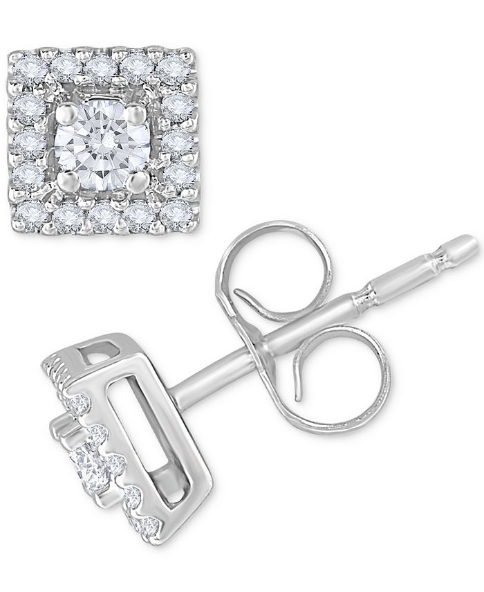 Diamond Cluster Stud Earrings 1 4 ct. t.w. in 14k White Gold