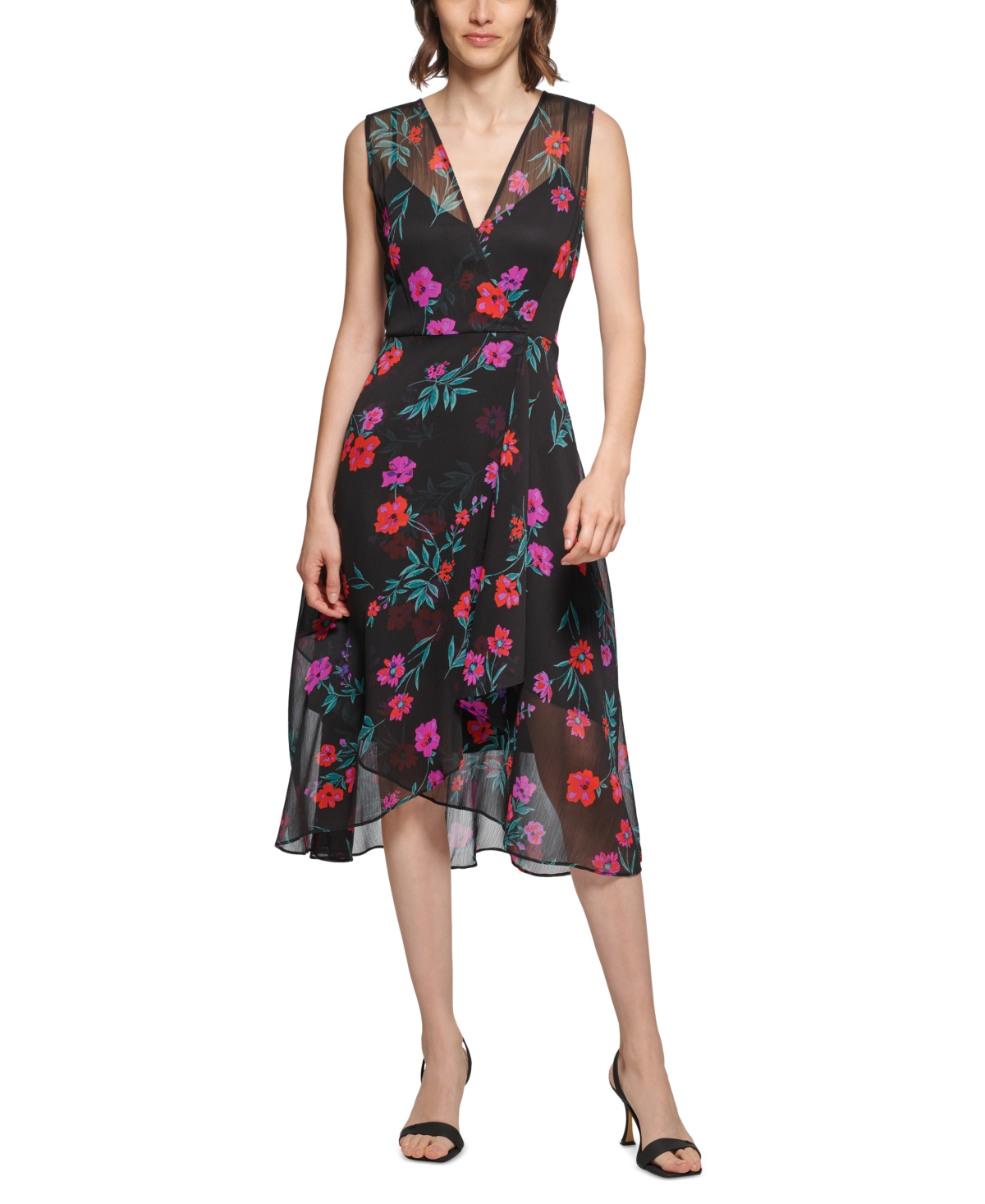 Calvin Klein Floral-Print Surplice Dress