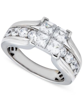 Diamond Princess & Round 3-Pc Bridal Set (4 ct. t.w.) in 14k White Gold