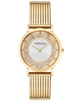 Versace Women's Swiss V Circle Logomania Edition Gold-Tone Stainless Steel  Bracelet Watch 38mm - Macy's