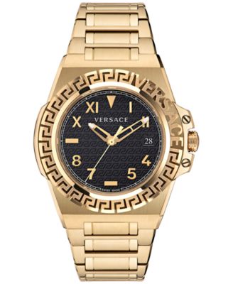 Versace - Men's Swiss Greca Reaction Black-Tone Stainless Steel Bracelet Watch 44mm