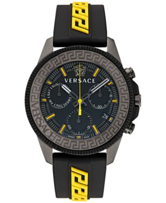 Versace - Men's Swiss Chronograph Greca Action Yellow & Black Silicone Strap Watch 45mm