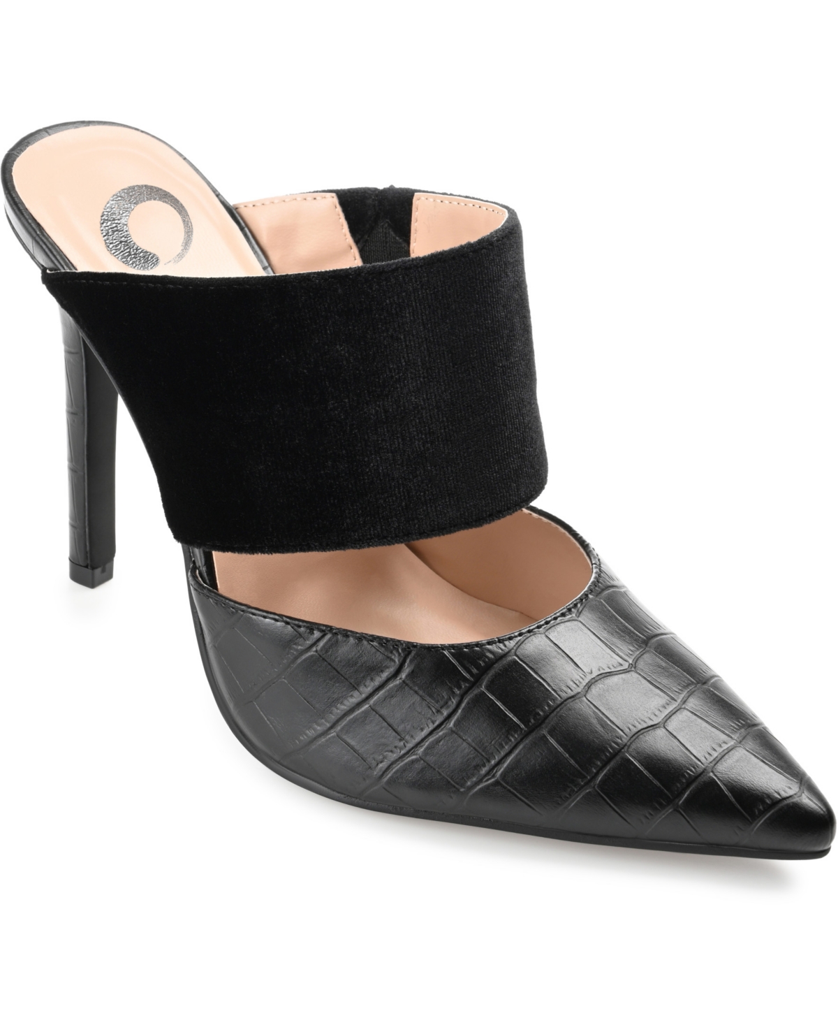 Journee Collection Sutonn Croc Embossed Mule Pump In Black