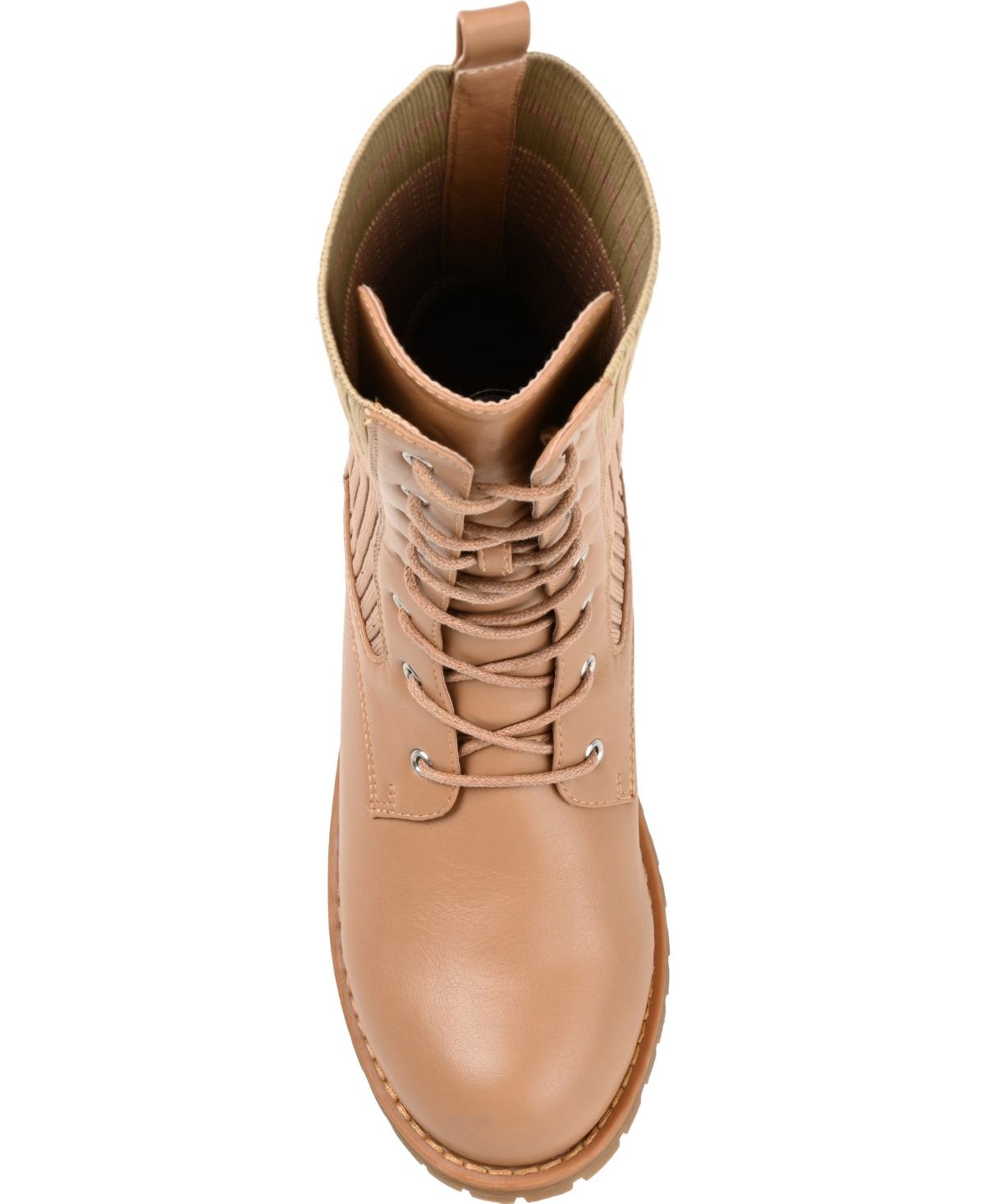Journee Collection Women's Melei Knit Lace Up Lug Sole Combat Boots