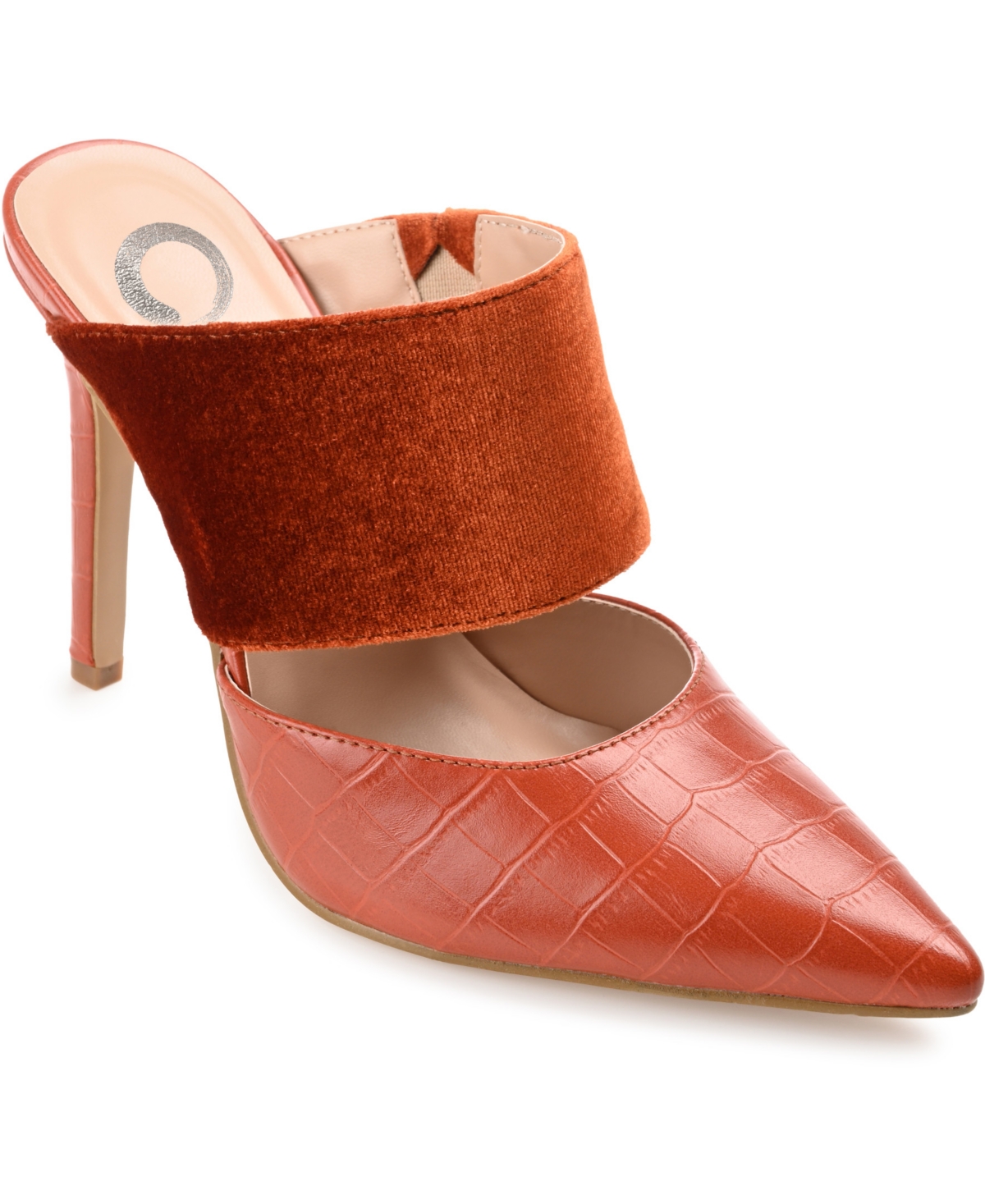 Journee Collection Sutonn Croc Embossed Mule Pump In Rust