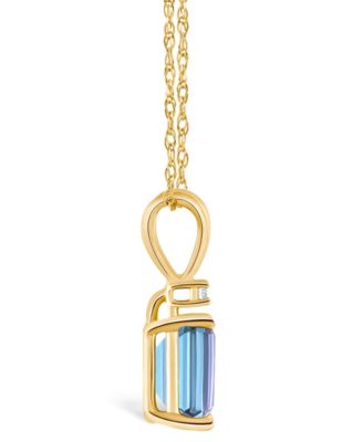 Aquamarine (7/8 ct. t.w.) and Diamond Accent Pendant Necklace in 14K Yellow Gold or 14K White Gold