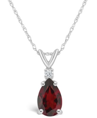 Garnet (1-1/5 ct. t.w.) and Diamond Accent Pendant Necklace in 14K Yellow Gold or 14K White Gold