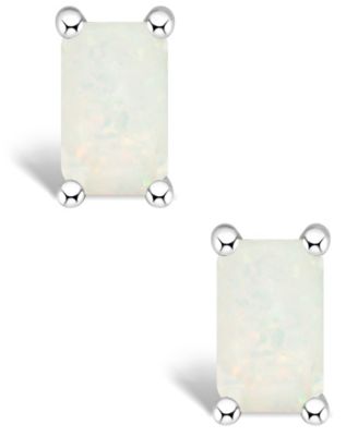 Opal (1/3 ct. t.w.) Stud Earrings in 14K White Gold or 14K White Gold