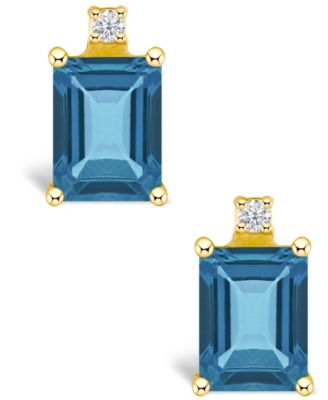 London Blue Topaz (1-3/8 ct. t.w.) and Diamond Accent Stud Earrings in 14K Yellow Gold or 14K White Gold