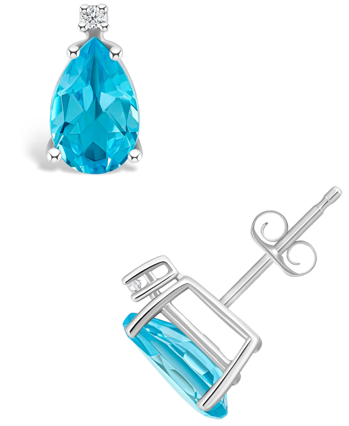 Blue Topaz (2-3/4 ct. t.w.) and Diamond Accent Stud Earrings in 14K Yellow Gold or 14K- White Gold