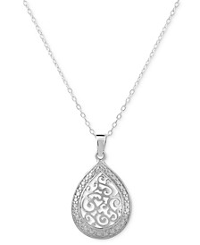 Filigree Teardrop 18" Pendant Necklace in Sterling Silver, Created for Macy's