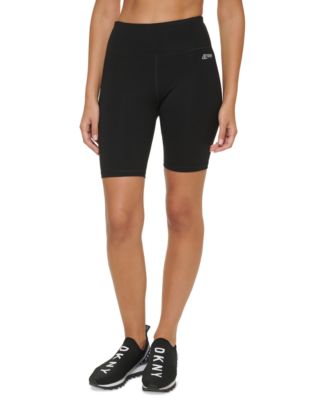 DKNY Sport High-Waist Bike Shorts - Palm Print Athletic Shorts For Women
