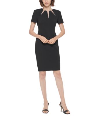 Calvin Klein Women's Petite Off-The-Shoulder Sheath Dress Medium Red Size 4P