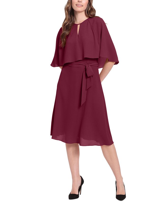 Belted online cape dress