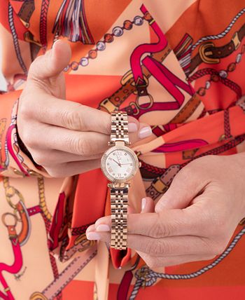 GUESS - Women's Swiss Rose Gold-Tone Stainless Steel Bracelet Watch 28mm