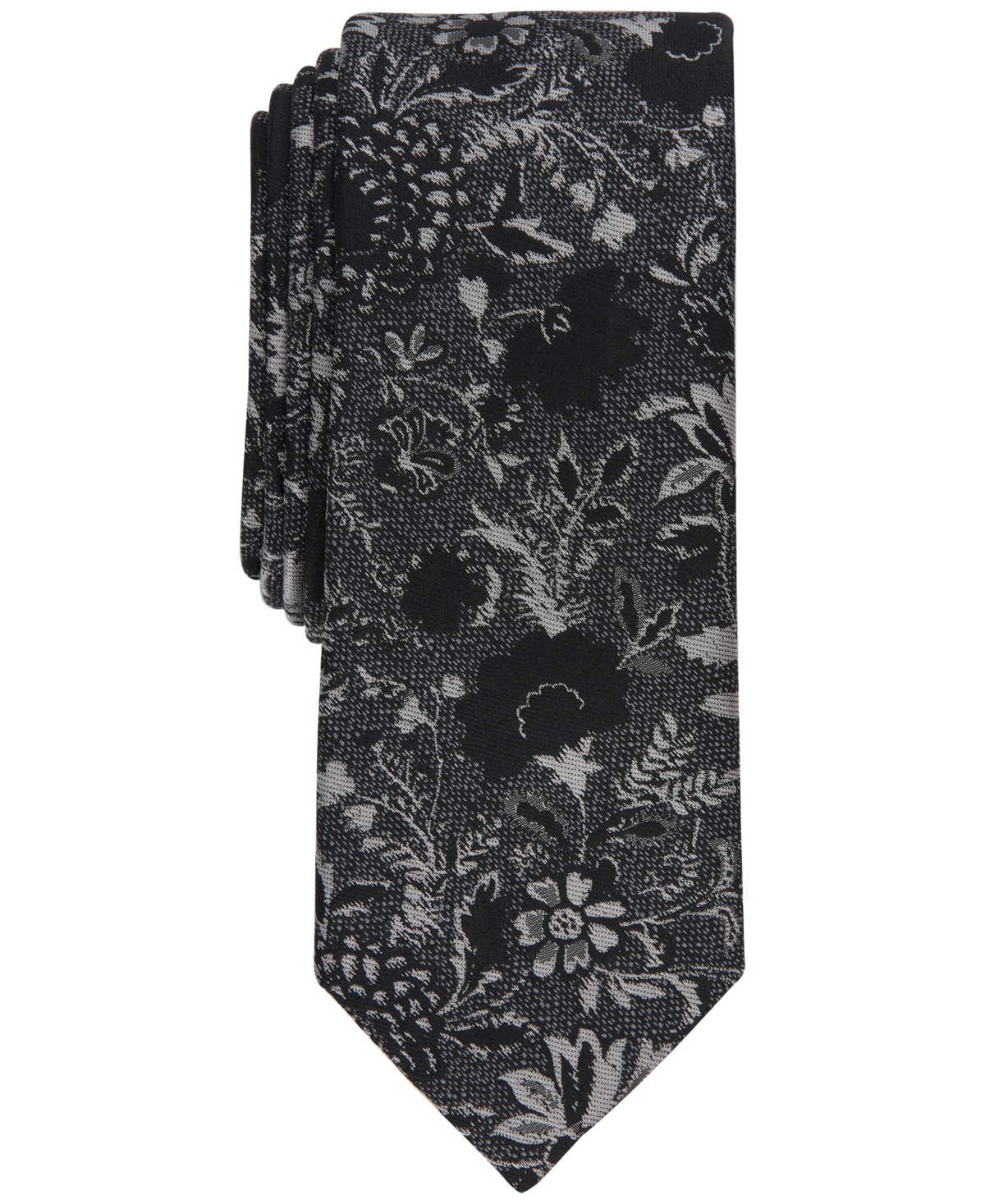 Bar Iii Men's Wiley Floral Skinny Tie, Created For Macy's In Black