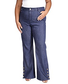 Plus Size Selma Button-Hem Flare Jeans
