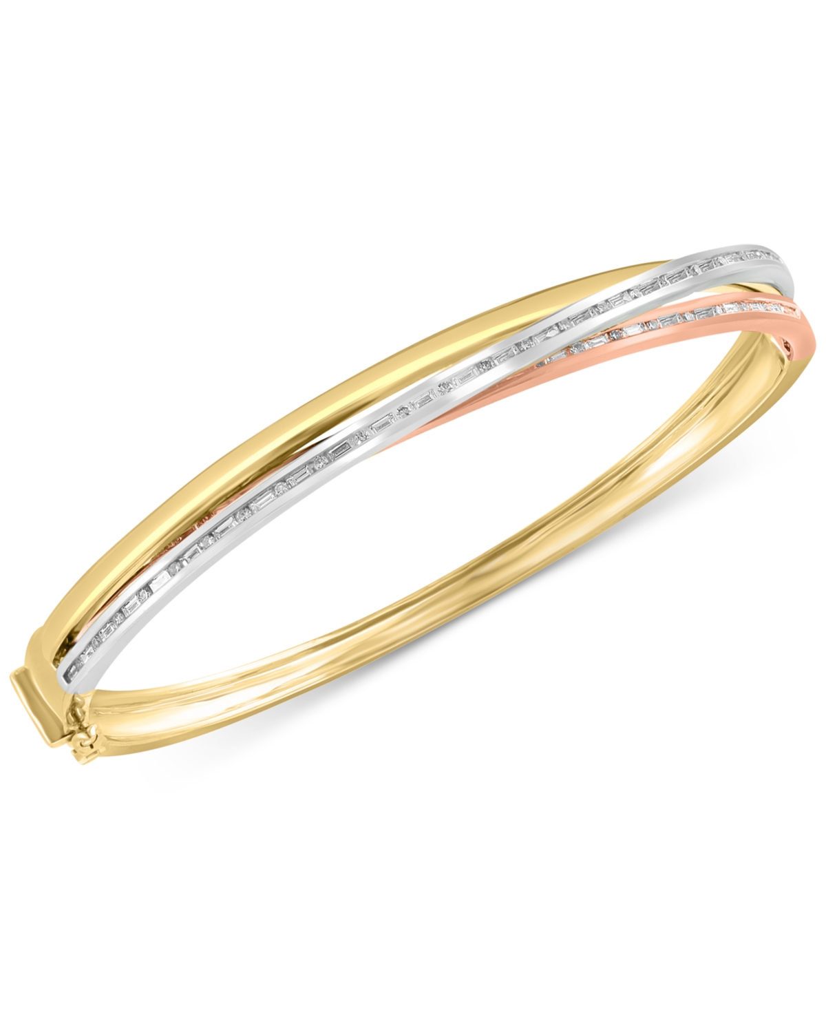 Effy Diamond Baguette Bangle Bracelet (3/4 ct. t.w.) in 14k Tricolor Gold - Tricolor