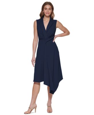 DKNY - Women's Collared Asymmetrical-Hem Midi Dress