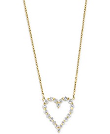 EFFY® Diamond Open Heart 18" Pendant Necklace (7/8 ct. t.w.) in 14k Gold
