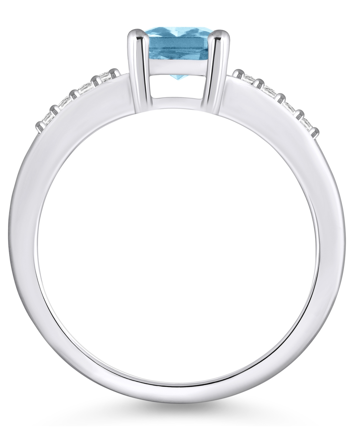 Aquamarine (1-3/8 ct .t.w.) and Diamond (1/8 ct .t.w.) Ring in 14K Yellow Gold