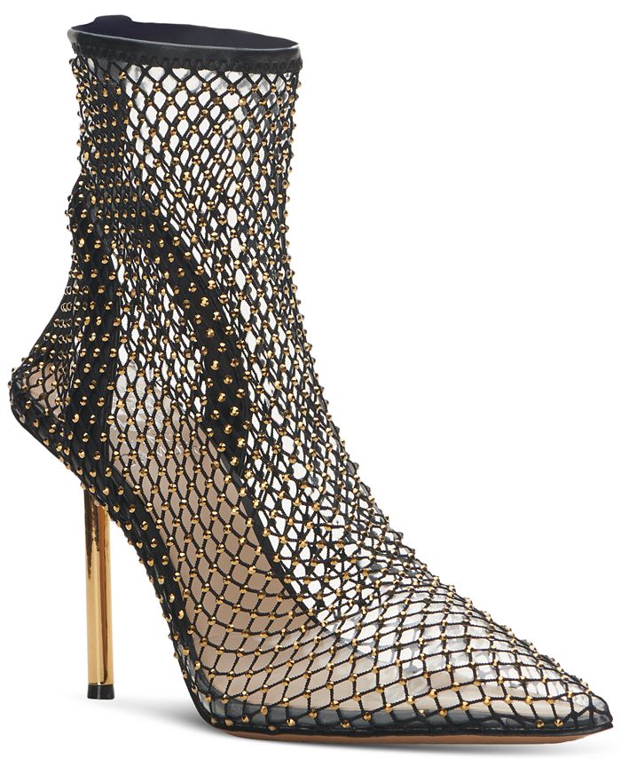 Classic Sexy Rhinestone Studded Fishnet Dress With 1pair