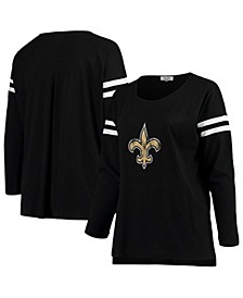 Women's Black New Orleans Saints Plus Size Free Agent Long Sleeve T-shirt