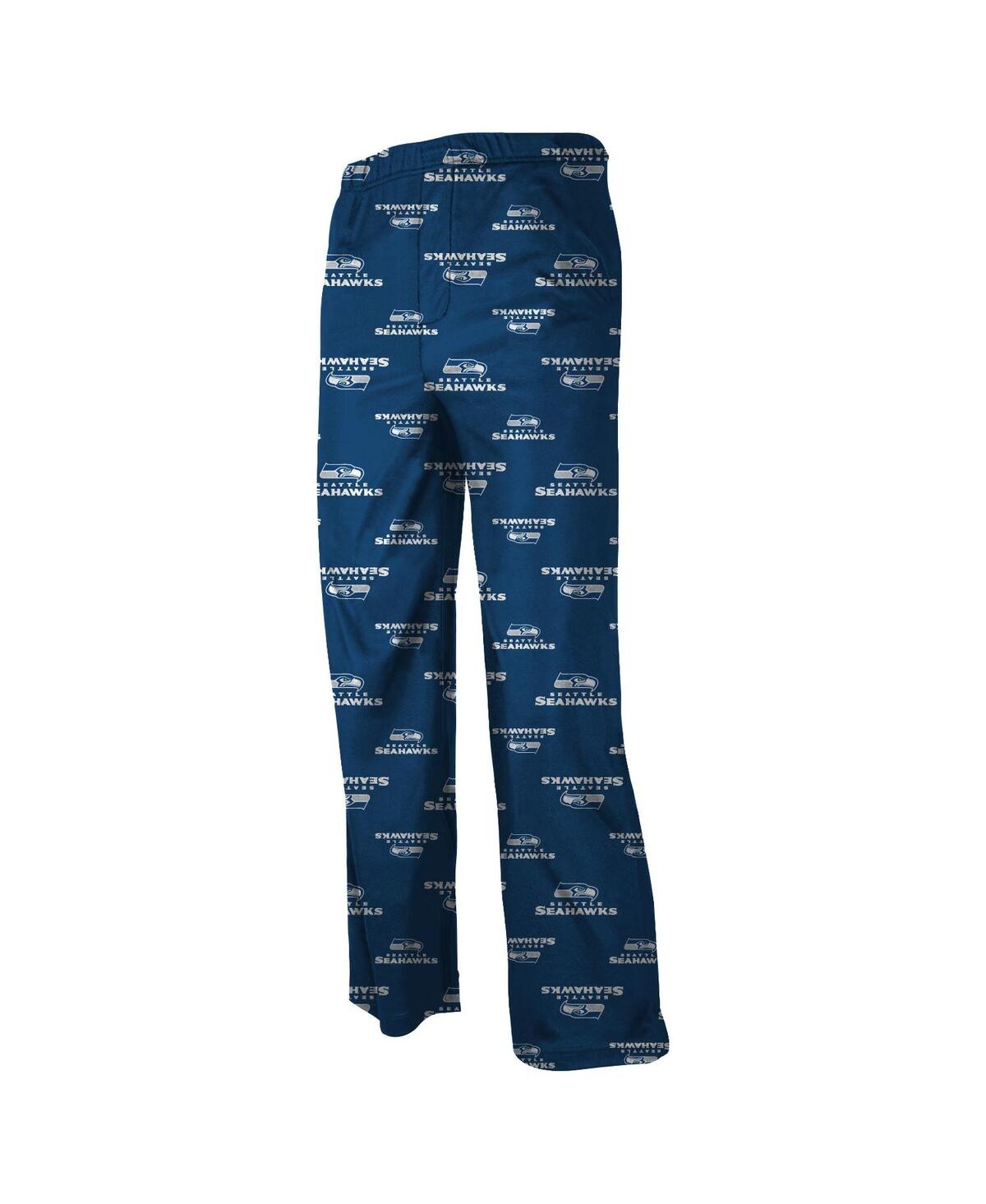 Outerstuff Babies' Preschool Boys And Girls Seattle Seahawks Allover Logo Navy Blue Flannel Pajama Pants