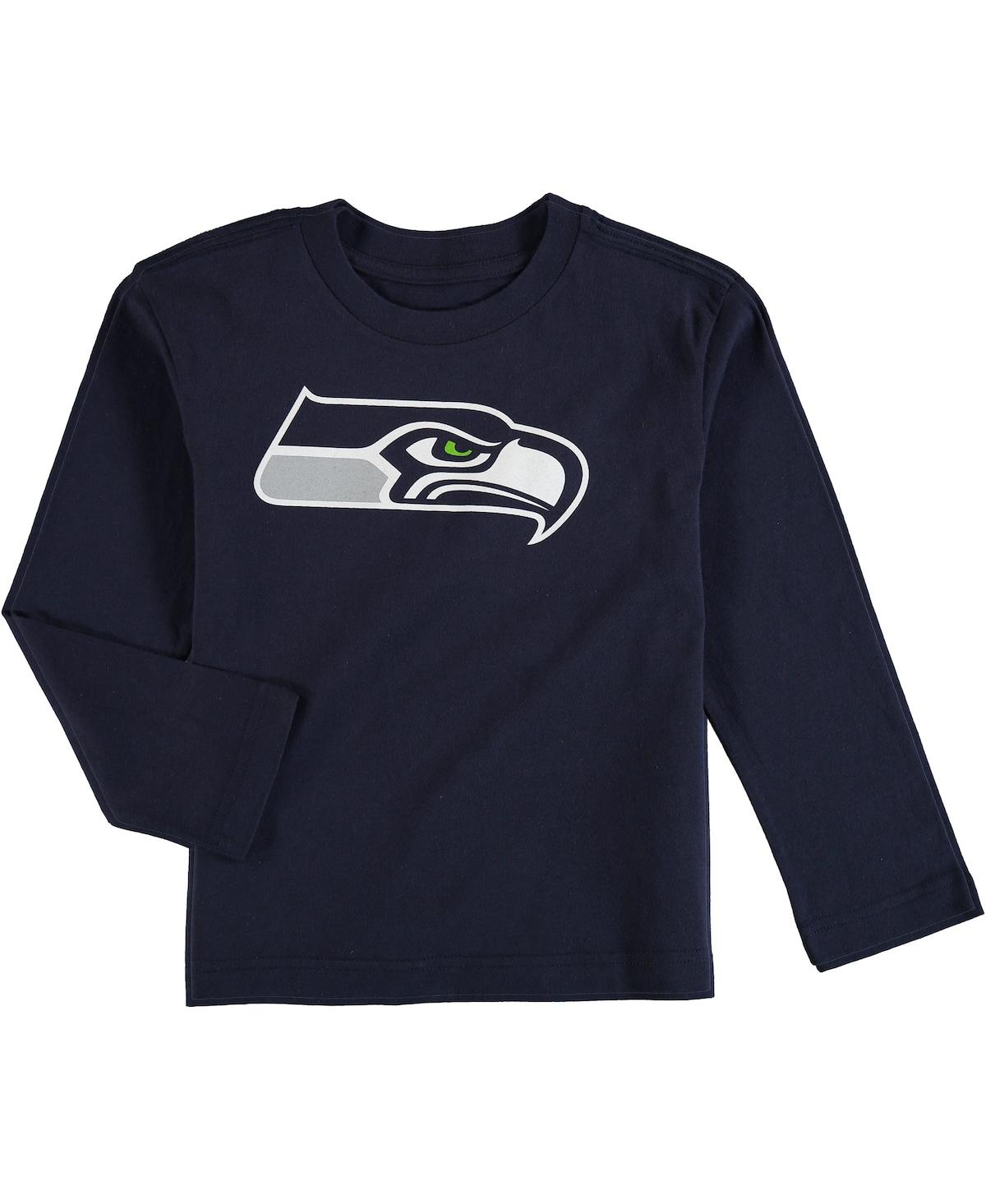 Outerstuff Babies' Preschool Boys And Girls Seattle Seahawks Team Logo College Navy Long Sleeve T-shirt