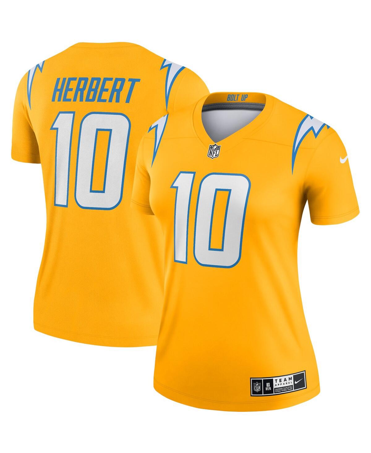 Women's Nike Justin Herbert Gold Los Angeles Chargers Inverted Legend Jersey - Gold