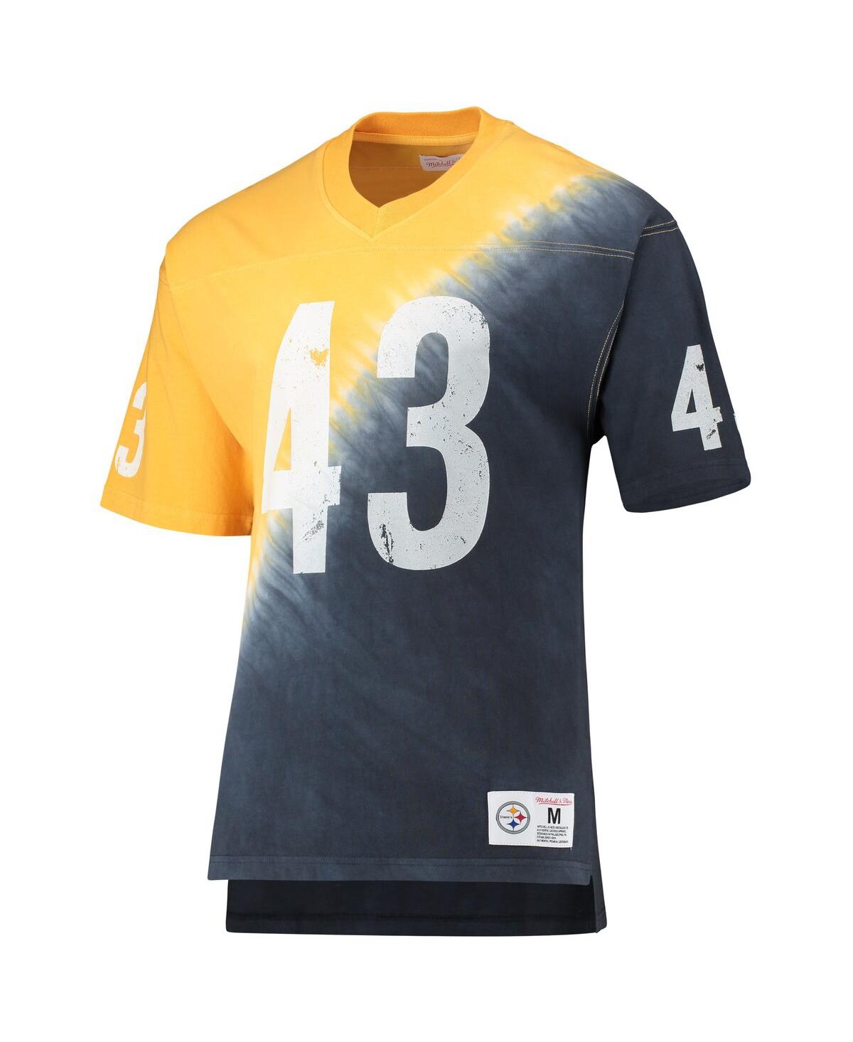 Mitchell & Ness Troy Polamalu Gold/black Pittsburgh Steelers Retired Player Name & Number Diagonal T In Gold,black