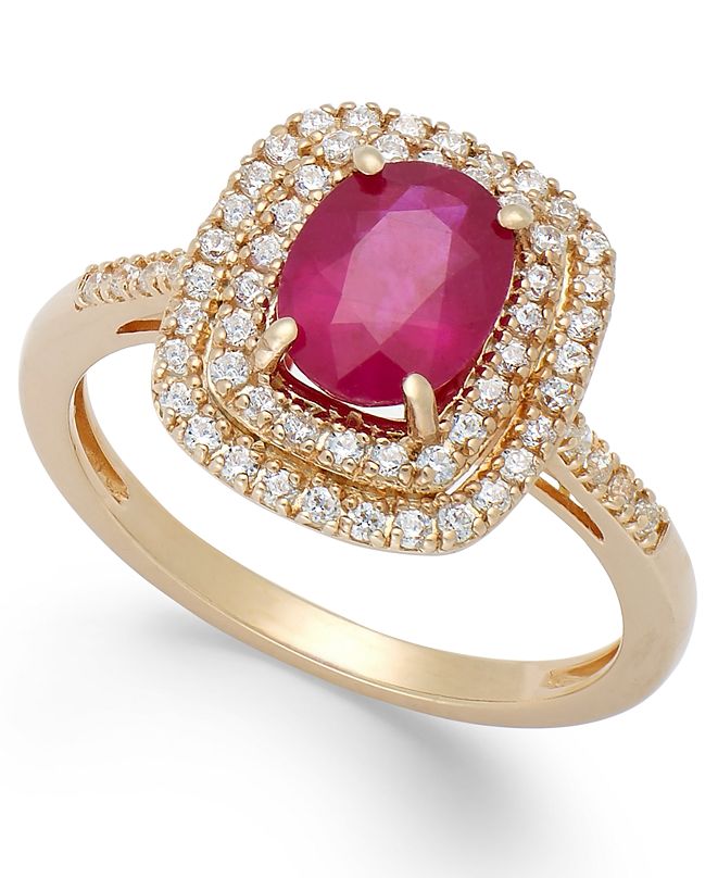 Macy's Ruby (11/2 ct. t.w.) and Diamond (1/3 ct. t.w.) Oval Ring in
