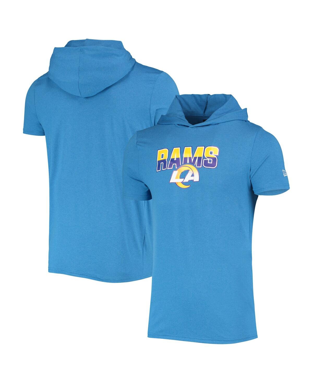 Shop New Era Men's  Heathered Blue Los Angeles Rams Team Brushed Hoodie T-shirt