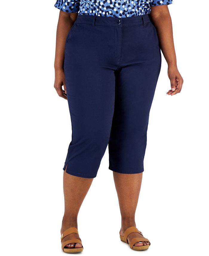 Karen Scott Plus Size Comfort-Waist Capri Pants, Created for Macy's ...