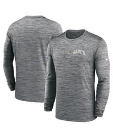 Men's Nike Gray New Orleans Saints Sideline Coach Chevron Lock Up Long Sleeve V-Neck Performance T-Shirt Size: 3XL